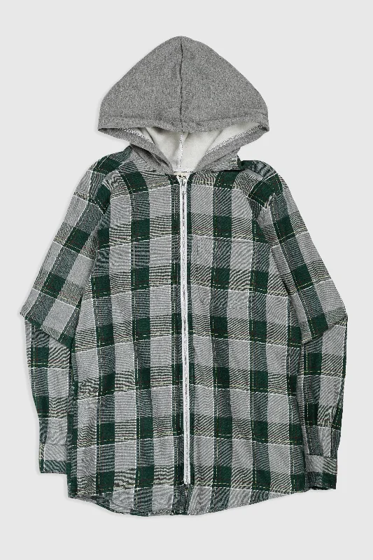 Unisex Rework Hooded Flannel - S Hoodie with Sequins Glamorous Eye-catching