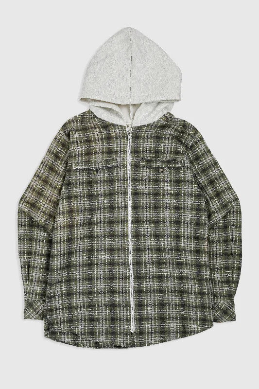 Unisex Rework Hooded Flannel - S Hoodie with Puffed Sleeves Voluminous Trendy