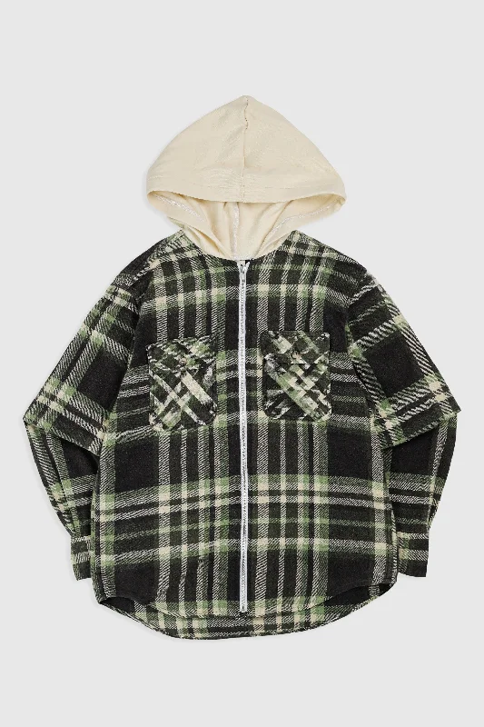 Unisex Rework Hooded Flannel - S Hoodie with Set-In Sleeves Structured Classic