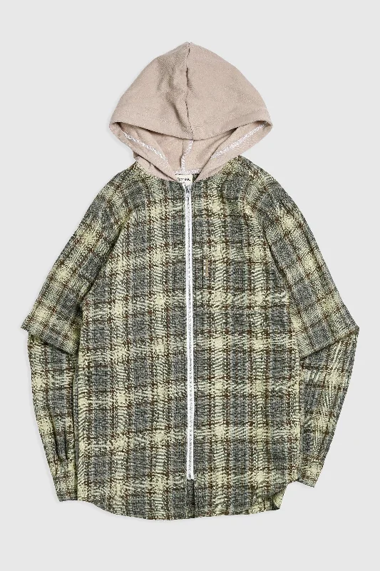 Unisex Rework Hooded Flannel - S Hoodie with Rhinestones Sparkly Elegant