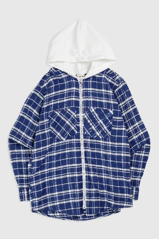 Unisex Rework Hooded Flannel - S Hoodie with Mesh Breathable Sporty