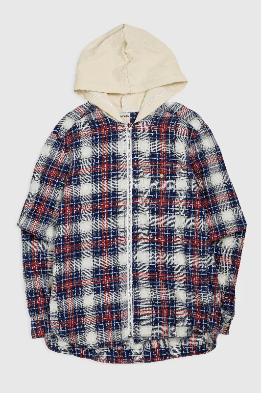 Unisex Rework Hooded Flannel - XS Hoodie with Turtle Neck Cozy Winter