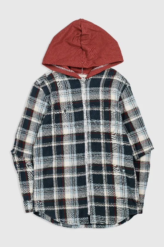 Unisex Rework Hooded Flannel - XS Hoodie with Print Artistic Unique