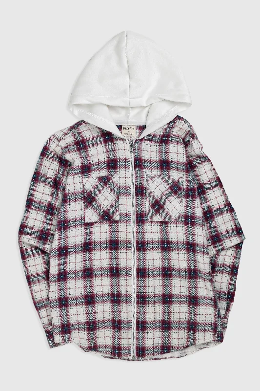 Unisex Rework Hooded Flannel - XS Hoodie with Bell Sleeves Flared Feminine