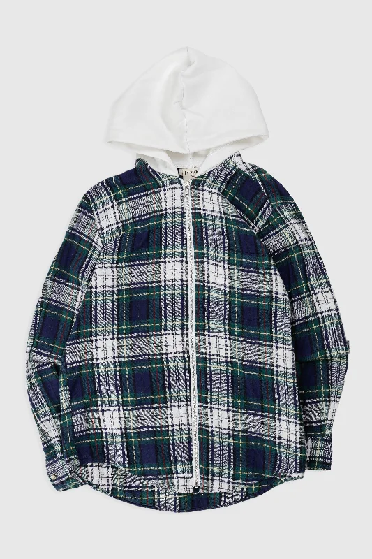 Unisex Rework Hooded Flannel - XS Hoodie with Elastic Cuffs Stretchable Comfortable