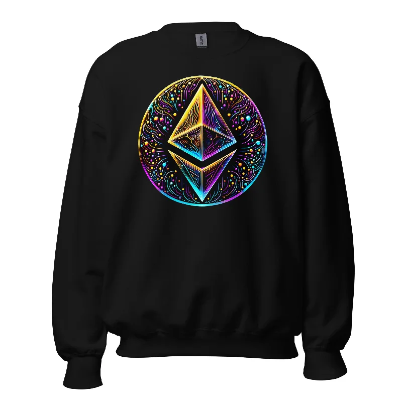 Whimsical Ethereum ETH Altcoin Crypto Symbol Sweatshirt Long Sleeve Pullover Hoodie with Elastic Waist Stretchable Comfortable