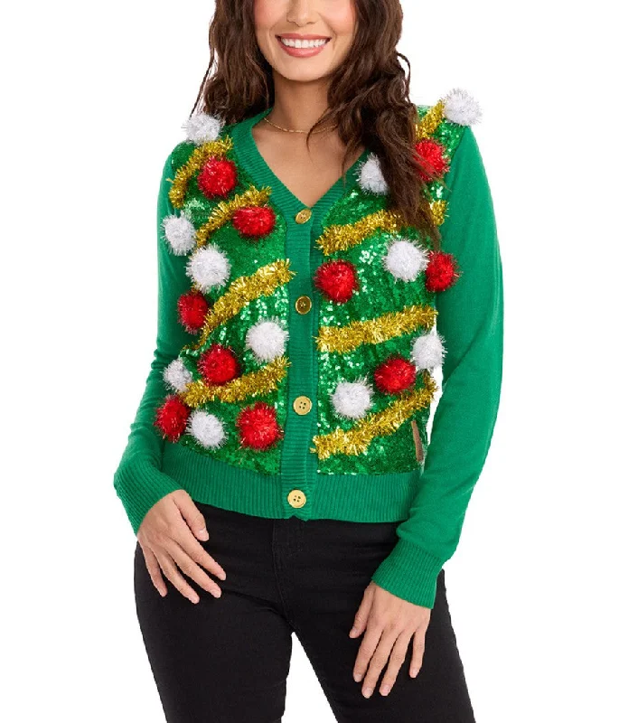 Women's Pom Party Ugly Christmas Cardigan Sweater Fleece Sweater Nylon Polyester