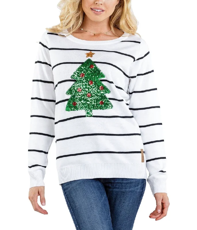 Women's Sequin Christmas Tree Ugly Christmas Sweater Long Sweater Short Sweater Cropped Sweater