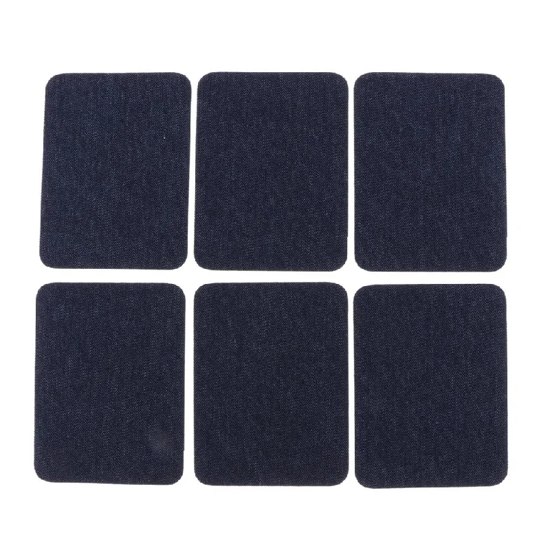 Max 6pcs Iron on Denim Patches for Jeans Clothing Jacket Repair Tool Deep Blue Fashionable Distressed Jeans