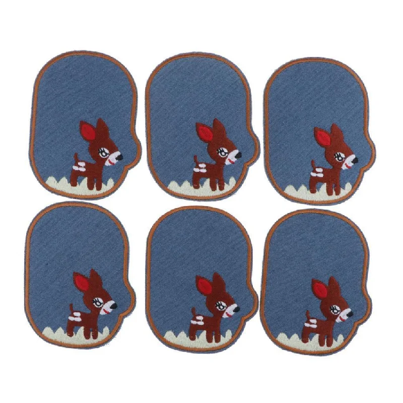 Max Maxb 6pcs Oval Deer Jeans Fabric Patches Applique for Sewing Crafts Right Side Comfortable Faded High-Rise Jeans