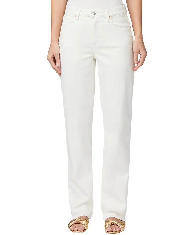 Paige Noella Tonal Ecru Straight Jean Elegant Wide-Leg Jeans