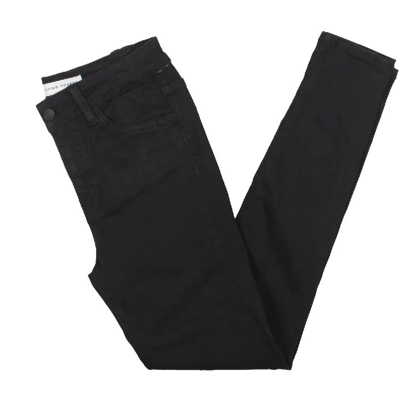 Womens Denim Mid Rise Ankle Jeans Classic Black Denim Jeans