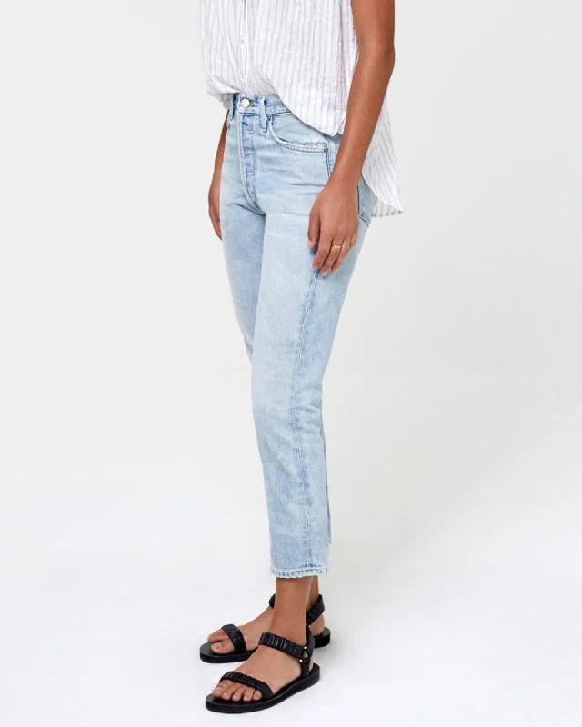 "Charlotte Crop" Straight Jeans Stylish Paperbag Waist Denim