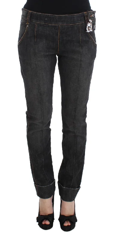 Chic Slim Fit Gray Wash Jeans Comfortable Boyfriend Jeans