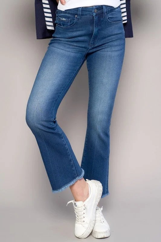 High Rise Crop Boot Jeans Fashionable Slouchy Fit Jeans