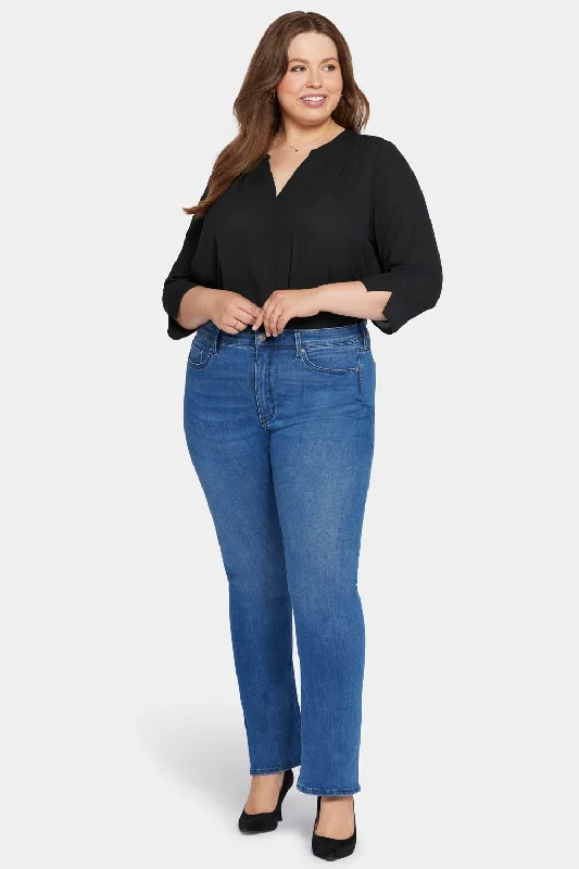 Le Silhouette Slim Bootcut Jeans In Long Inseam Plus Size - Amour Comfortable Drawstring Waist Jeans