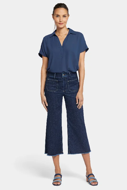 Patchie Wide Leg Capri Jeans In Petite - Sublime Trendy Wide-Leg High-Waist Denim