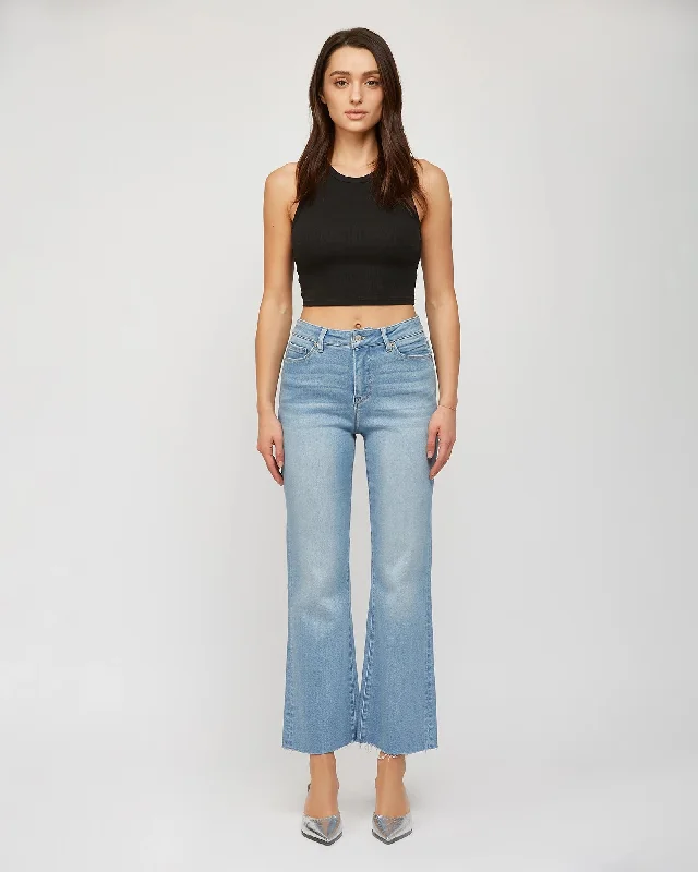 Super Soft Cropped Flare Leg Jeans Casual High-Waisted Bootcut Jeans