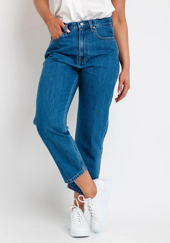 Tommy Jeans Womens Harper High Rise Straight Jeans, Blue Denim Comfortable Straight-Legged Denim