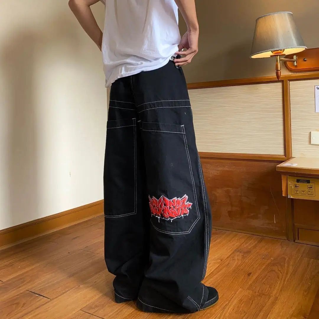 Vintage Streetwear Baggy Jeans Women Retro Y2K High Waist Jeans Trendy Pleated Waist Jeans