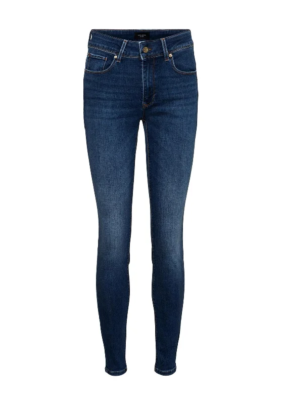 Vero Moda Embrace Midrise Push Up Skinny Jean, Medium Blue Denim Stylish Relaxed Fit Skinny Jeans