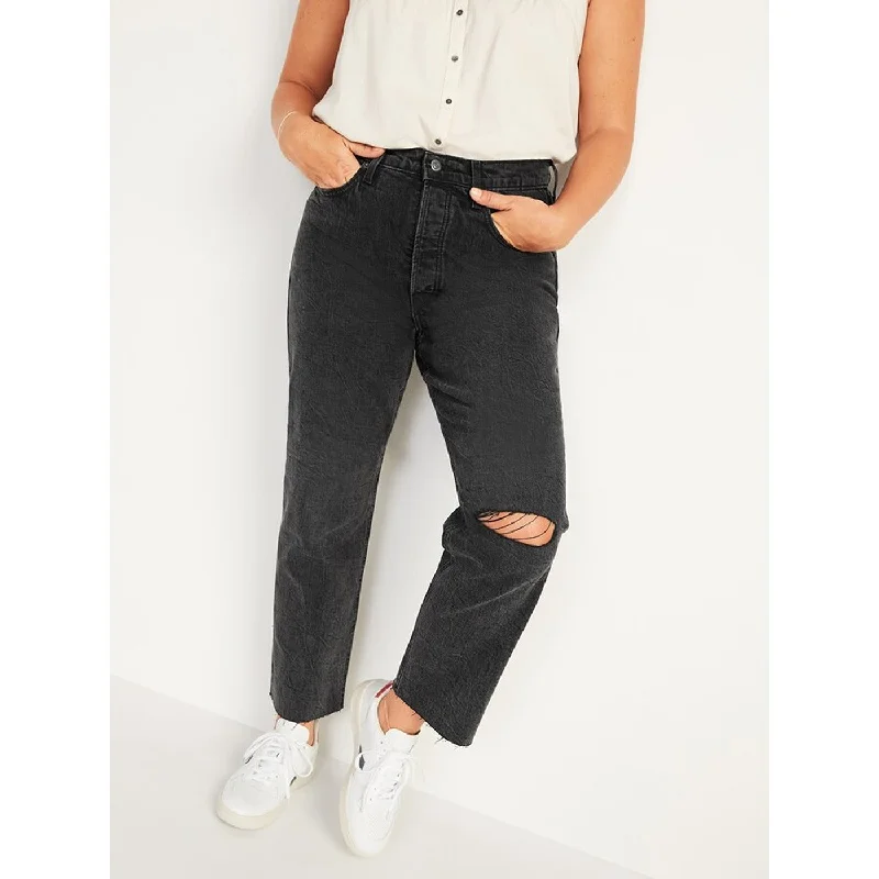 ON Extra High Button-Fly Charcoal Jeans Classic Black Denim Jeans