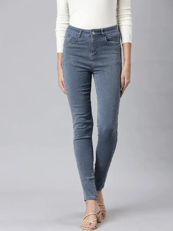 Women Grey Solid Skinny Fit Denim Jeans-LT-205590-Grey Fashionable Bootcut Jeans