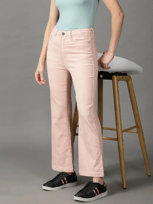 Women's Peach Solid Bootcut Denim Jeans-IM-10425-Peach Fashionable Relaxed Fit Denim