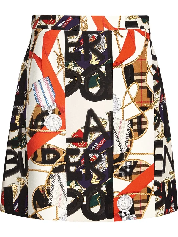 Graffiti Archive Scarf Print Silk Wool Mini Skirt silk skirt smooth