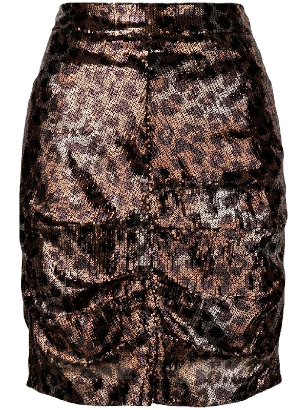 sequin leopard skirt leather skirt refined