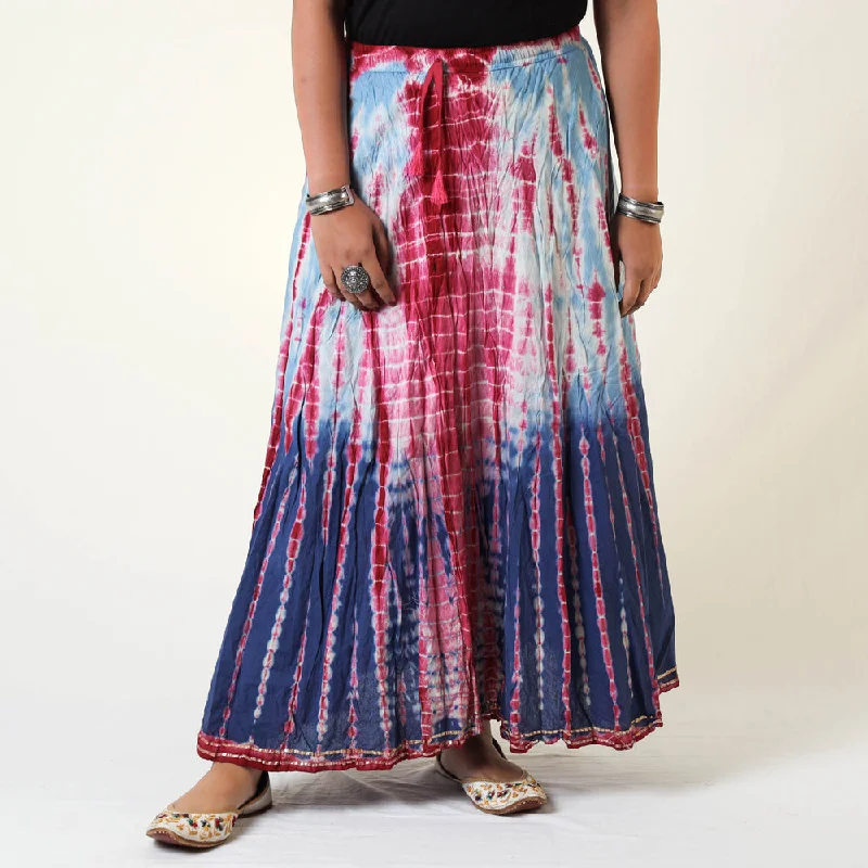 Multicolor - Shibori Tie-Dye Cotton Long Skirt silk skirt smooth