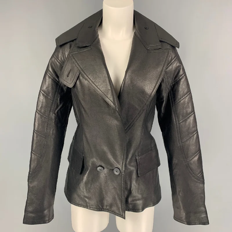ALEXANDER WANG Size S Black Quilted Calfskin Jacket Mesh Jacket Canvas Jacket Denim Jacket ALEXANDER WANG Size S Black Quilted Calfskin Jacket Mesh Jacket Canvas Jacket Denim Jacket