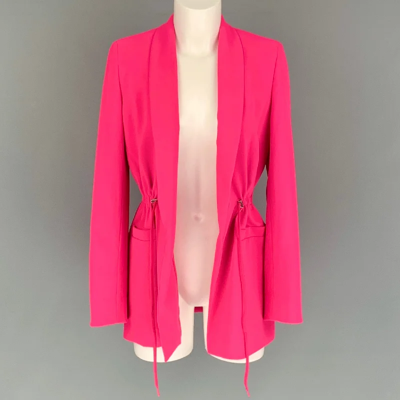 ALICE + OLIVIA Size XS Pink Polyester Solid Shawl Collar Jacket Ribbed Jacket Pleated Jacket Ruffled Jacket ALICE + OLIVIA Size XS Pink Polyester Solid Shawl Collar Jacket Ribbed Jacket Pleated Jacket Ruffled Jacket