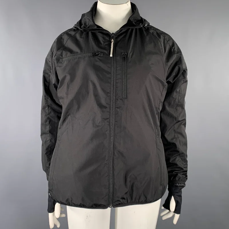 BAUBAX Size L -Airport Jacket- Black Polyester Windbreaker Plaid Jacket Tartan Jacket Houndstooth Jacket BAUBAX Size L -Airport Jacket- Black Polyester Windbreaker Plaid Jacket Tartan Jacket Houndstooth Jacket