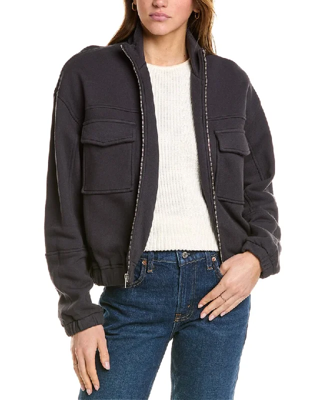 Monrow Seamed Bomber Jacket Embroidered Jacket Appliqued Jacket Beaded Jacket