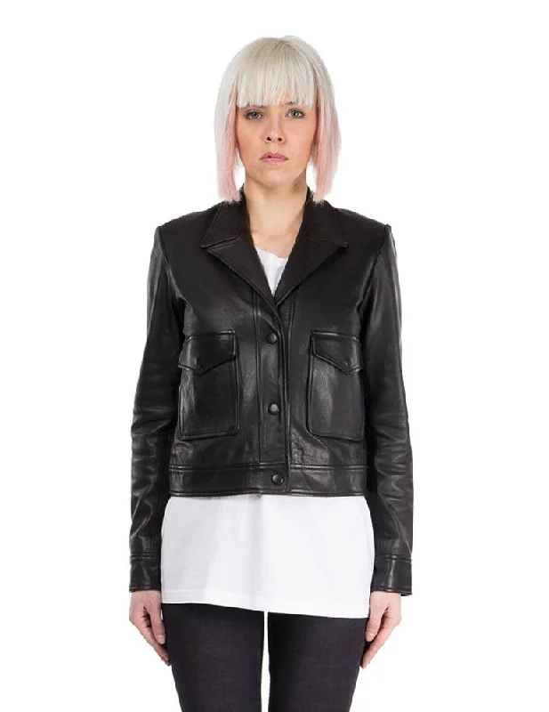 BLK DNM Women's Black Leather Jacket 56 #WKL20802 $895 NWT Insulated Jacket Fitted Jacket Loose Jacket BLK DNM Women's Black Leather Jacket 56 #WKL20802 $895 NWT Insulated Jacket Fitted Jacket Loose Jacket