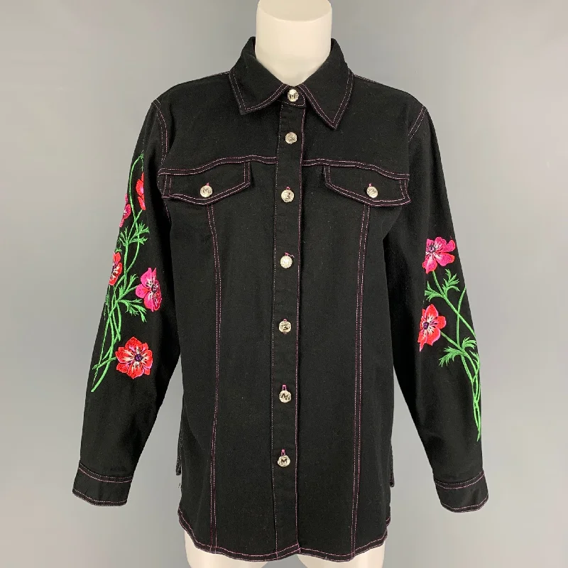 BOB MACKIE Size S Black Multi-Color Cotton Jacket Tailored Jacket Straight Jacket A-Line Jacket BOB MACKIE Size S Black Multi-Color Cotton Jacket Tailored Jacket Straight Jacket A-Line Jacket