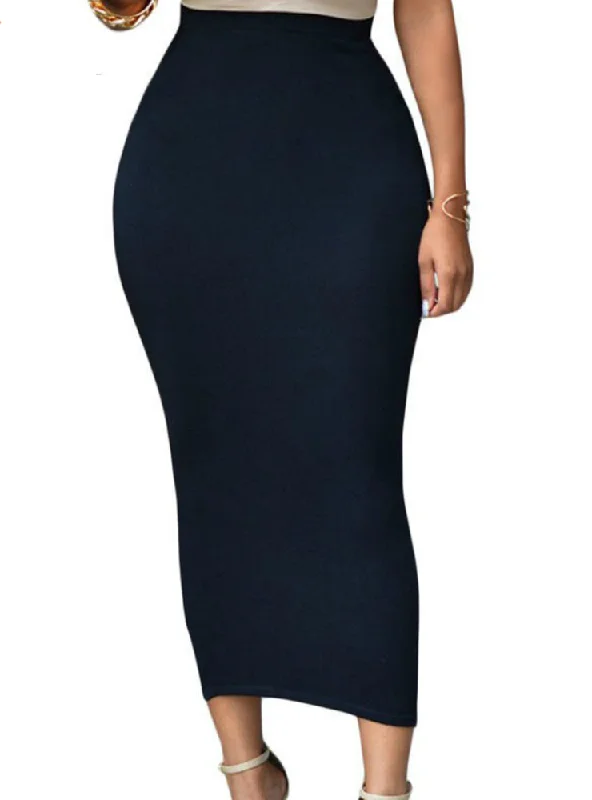 Bodycon Long Skirt Black High Waist Tight Maxi Skirts cotton skirt soft