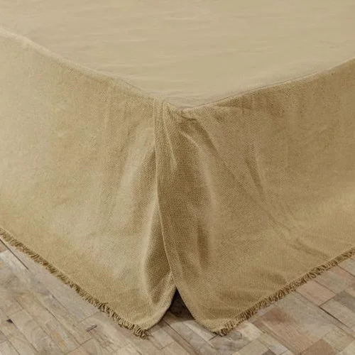 Burlap Fringed King Bed Skirt corduroy skirt comfortable