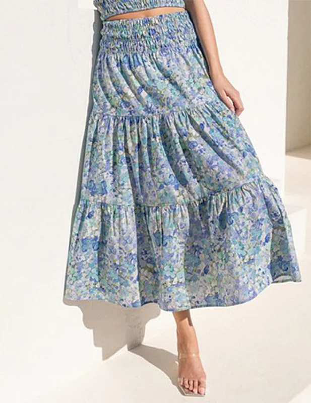 Cassidy Smocked Floral Tiered Skirt chiffon skirt delicate