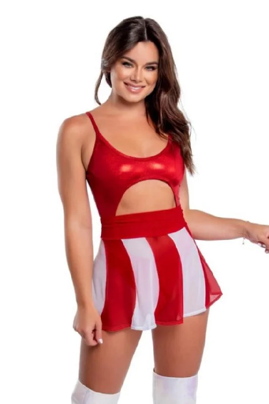 CH336 - Candy Cane Mesh Skater Skirt***25%OFF ruffled skirt detail