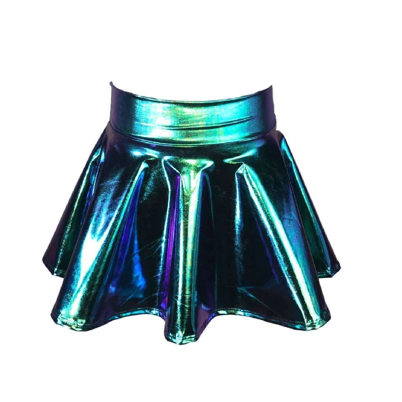 Children's Oil Slick Holographic Skater Skirt breathable skirt fabric