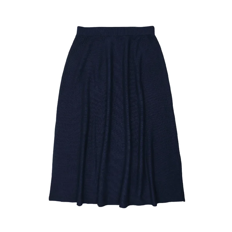 Coco Blanc Navy Knit A-Line Skirt chiffon skirt delicate