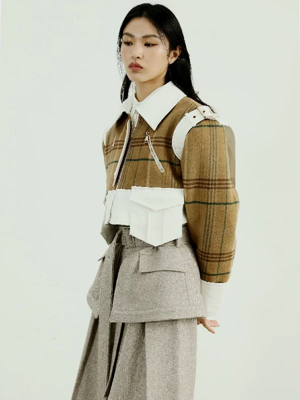 Contrast Shearling Jacket With Color Splicing Wool Jacket Cashmere Jacket Tweed Jacket Contrast Shearling Jacket With Color Splicing Wool Jacket Cashmere Jacket Tweed Jacket
