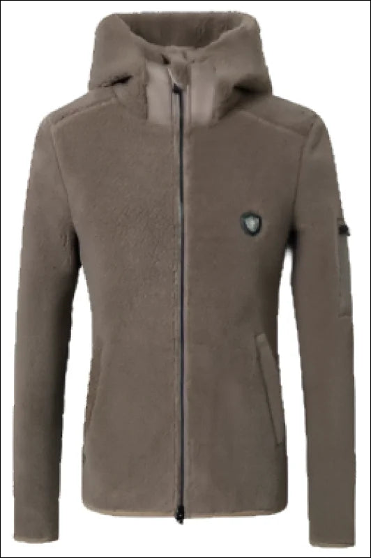Covalliero Women's Full Zip Hoody Jacket - Taupe Collared Jacket Crew Neck Jacket Turtle Neck Jacket Covalliero Women's Full Zip Hoody Jacket - Taupe Collared Jacket Crew Neck Jacket Turtle Neck Jacket