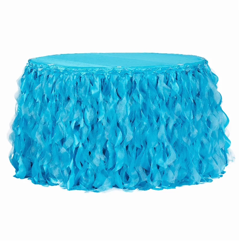 Curly Willow 14ft Table Skirt - Aqua Blue lace skirt romantic