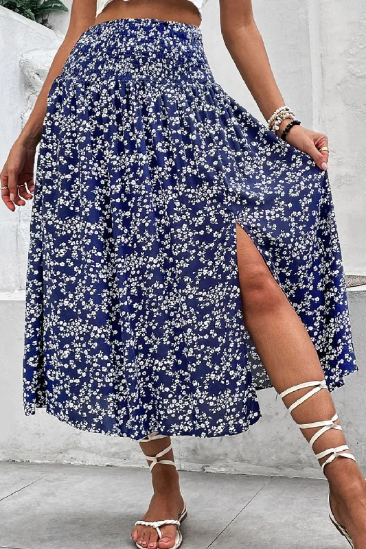 Ditsy Floral Slit High Waist Skirt leather skirt modern