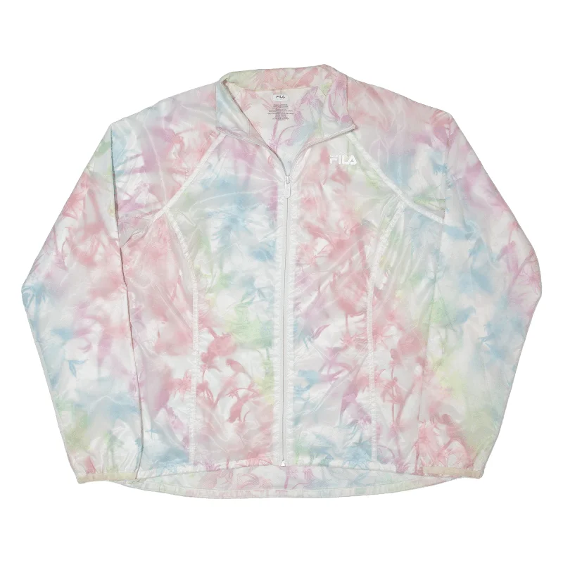 FILA Shell Jacket White Floral Womens L Denim Jacket Leather Jacket Suede Jacket