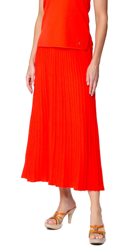 Geraldina Pleated-Knit Maxi Skirt; Bright Orange pencil skirt chic