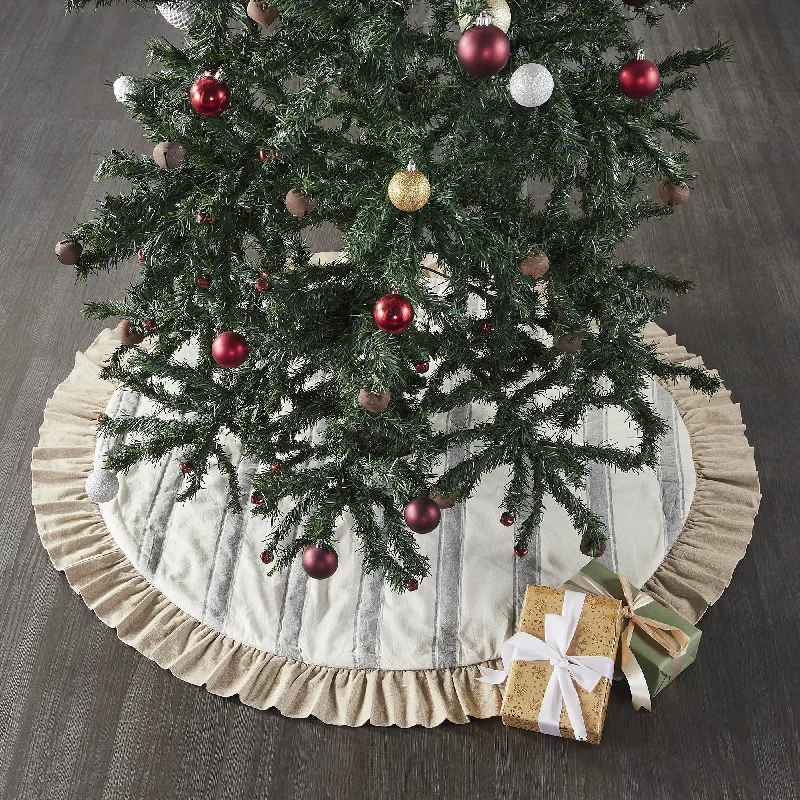 Grace Grain Sack Stripe Tree Skirt 48 linen skirt breathable